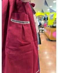 Delantal de lino granate tradicional vasco