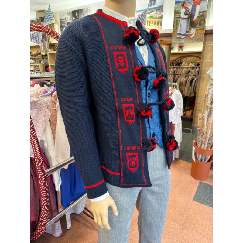 Mendigozal marino tradicional vasco con pompones rojos H121