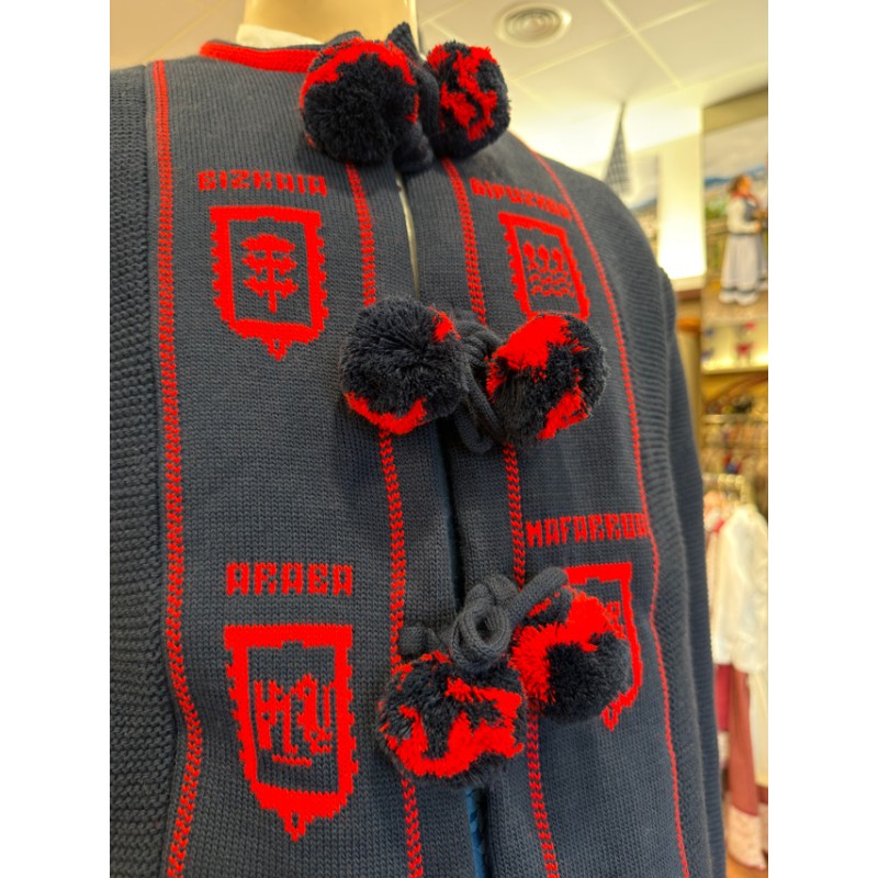 Mendigozal marino tradicional vasco con pompones rojos H121