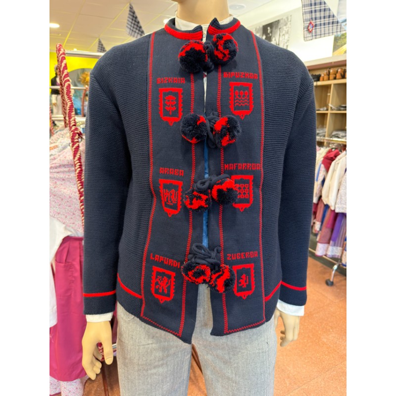 Mendigozal marino tradicional vasco con pompones rojos H121