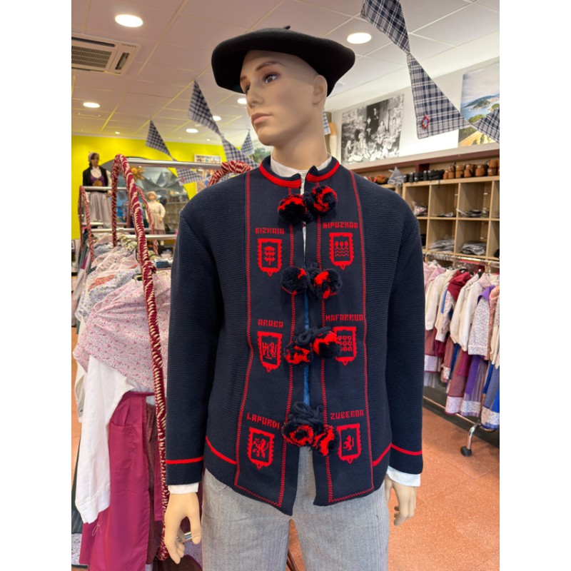 Mendigozal marino tradicional vasco con pompones rojos H121