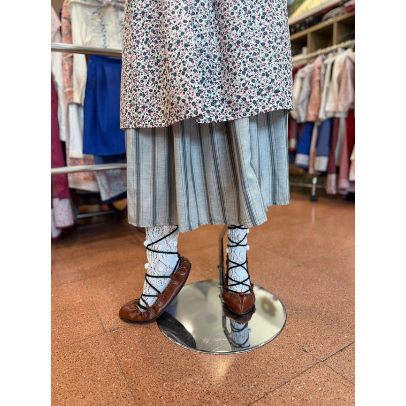 Conjunto de traje vasco mujer estampado con blusa, falda, delantal y pañuelo