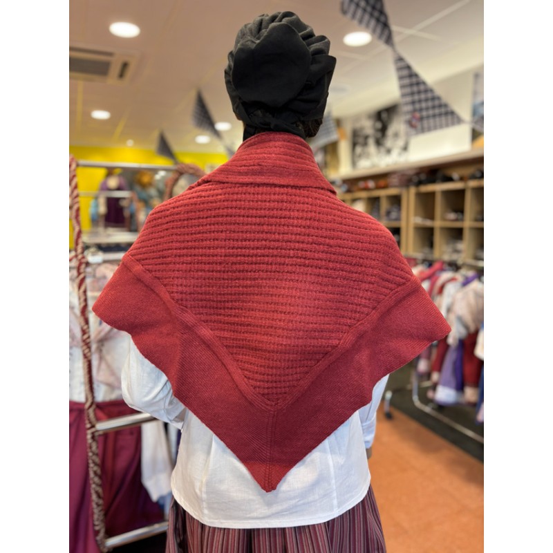 Traje vasco mujer granate completo con corpiño, falda, toquilla y pañuelo