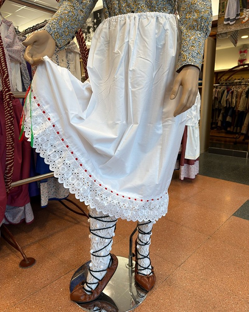 Traje vasco mujer completo negro con corpiño, falda estampada y pañuelo - Traje de Aldeana Vasca de Mujer