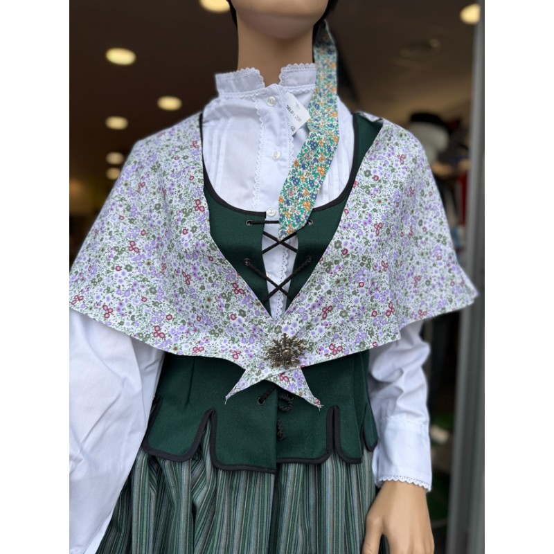 Pañuelo vasco estampado floral verde para traje tradicional