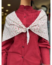 Pañuelo vasco floral granate para traje tradicional del País Vasco