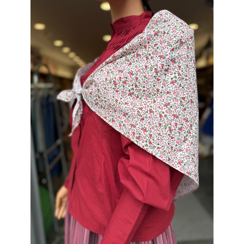 Pañuelo vasco floral granate para traje tradicional del País Vasco