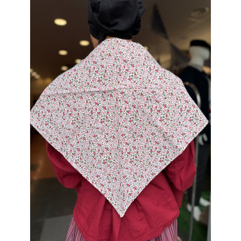 Pañuelo vasco floral granate para traje tradicional del País Vasco