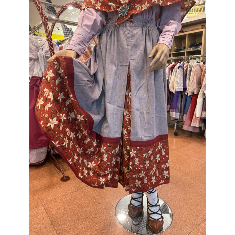 Traje vasco mujer con falda tradicional, delantal y pañuelo incluido