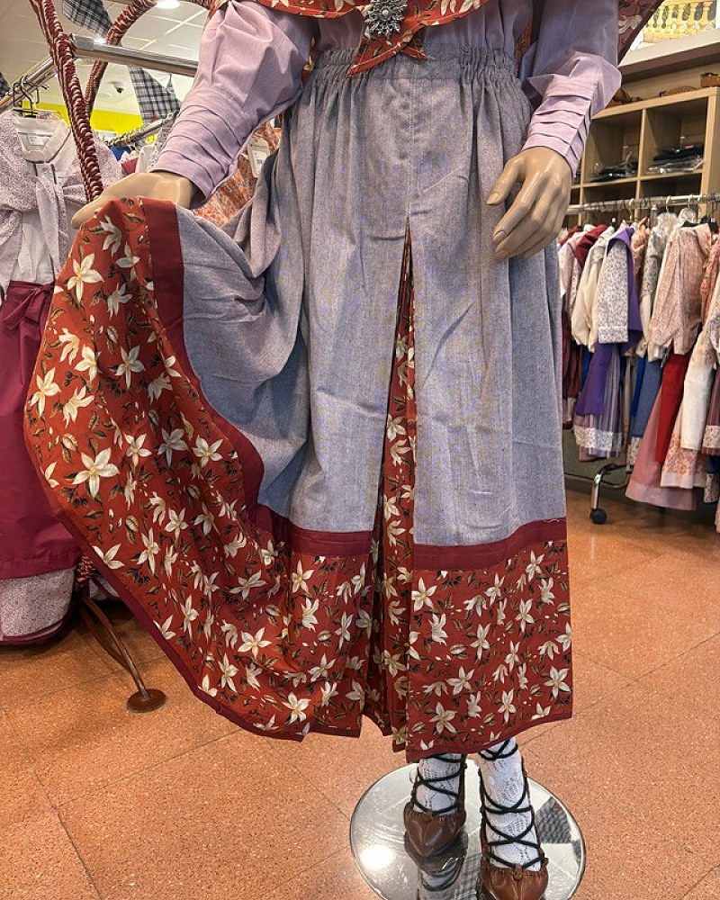 Traje vasco mujer con falda tradicional, delantal y pañuelo - traje baserritarra regional típico de casera para fiestas vascas
