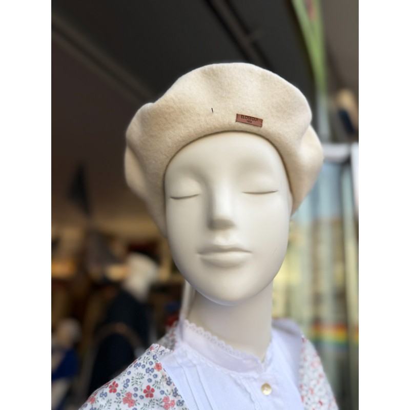 Boina vasca Elósegui color crudo de lana tradicional