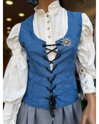 Corpiño vasco azul floreado tradicional para traje vasco