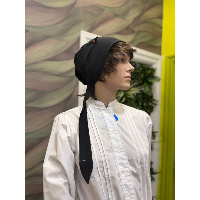 Pañuelo vasco negro para la cabeza confeccionado para traje tradicional