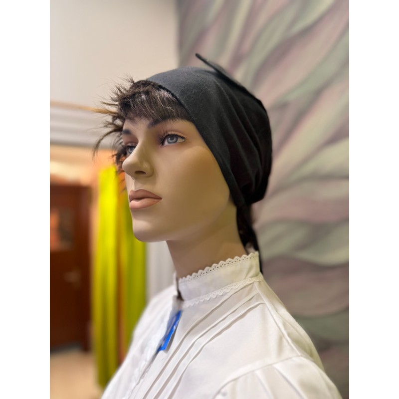 Pañuelo vasco negro para la cabeza confeccionado para traje tradicional