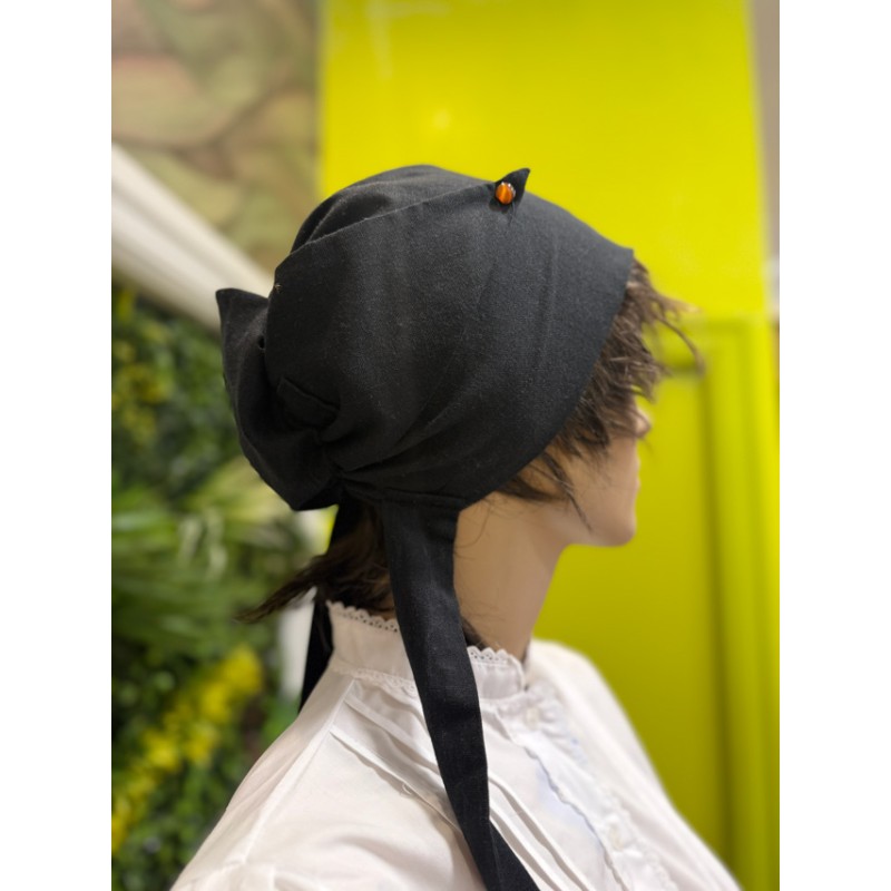Pañuelo vasco negro para la cabeza confeccionado para traje tradicional