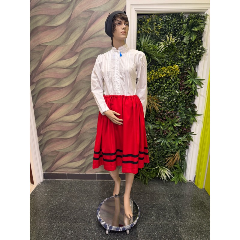 Traje vasco de mujer con falda tradicional poxpolina roja
