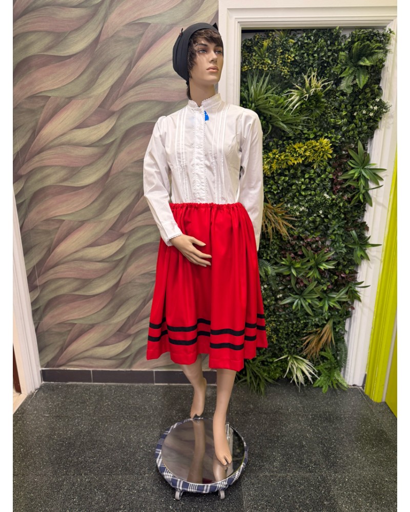 Traje vasco de mujer con falda tradicional poxpolina roja