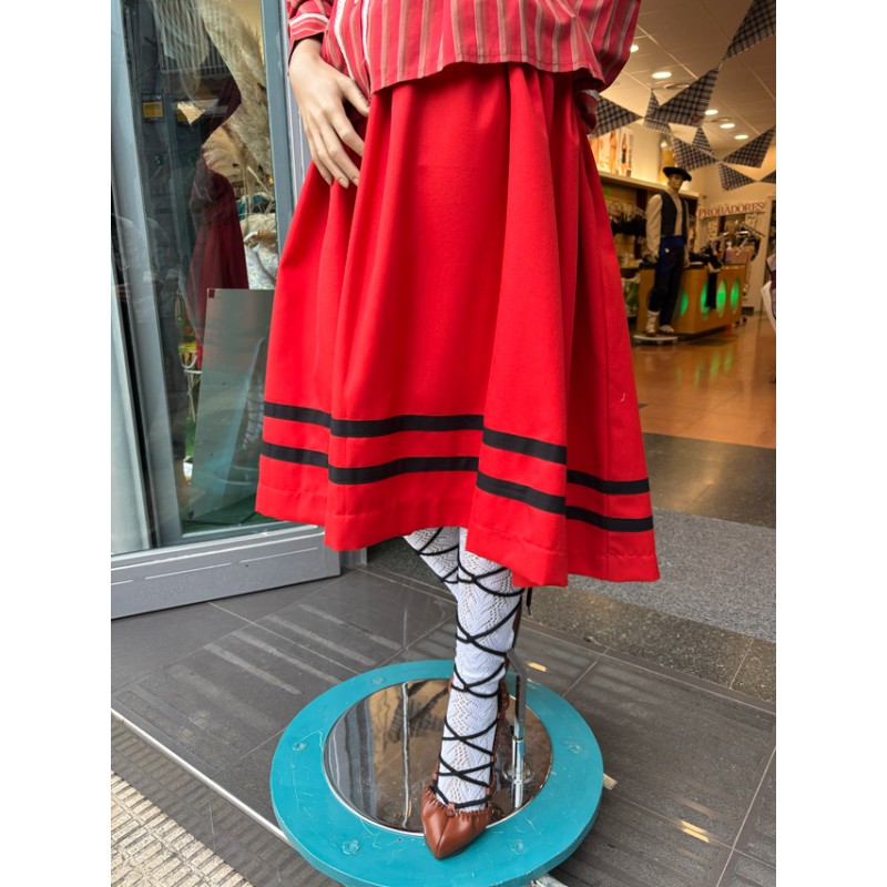 Traje vasco de mujer con falda tradicional poxpolina roja