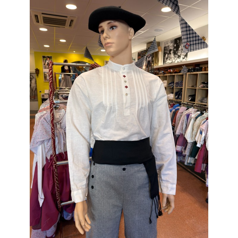 Traje vasco hombre con chaleco azul y gerriko negro