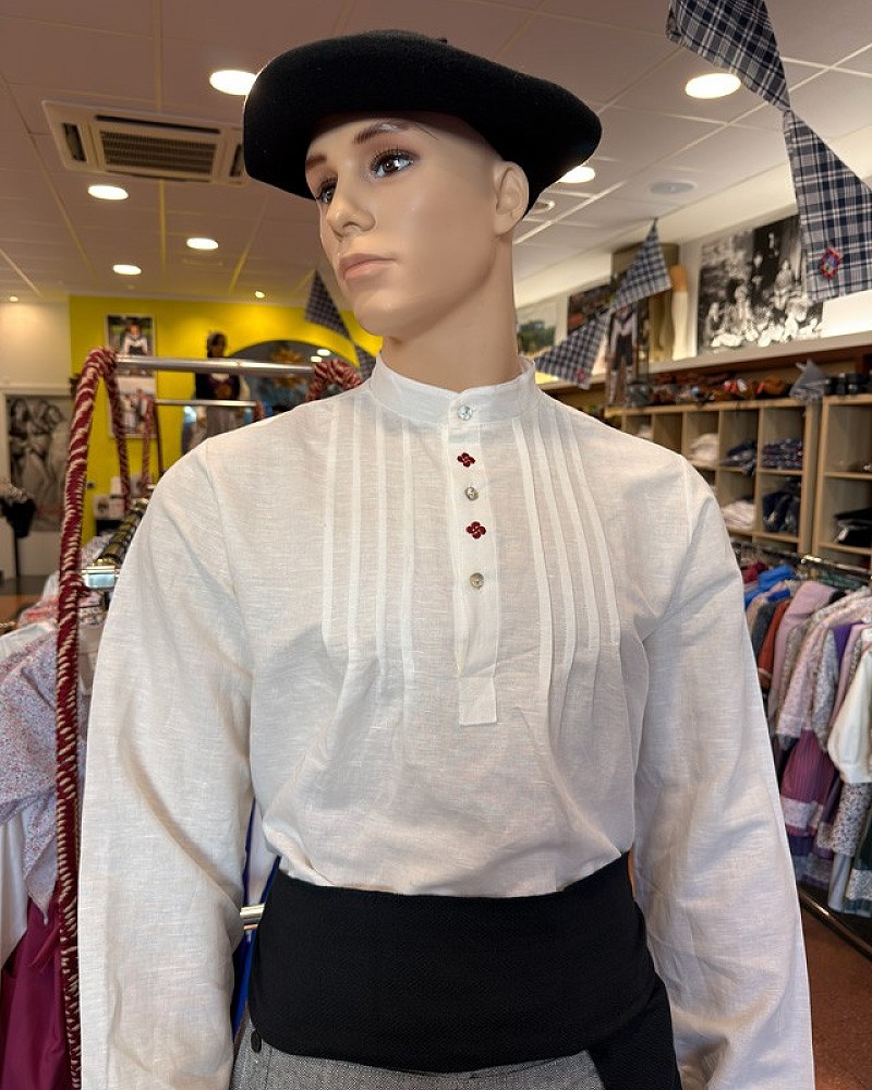 Traje vasco hombre con chaleco azul y gerriko negro - traje de baserritarra regional vasco completo