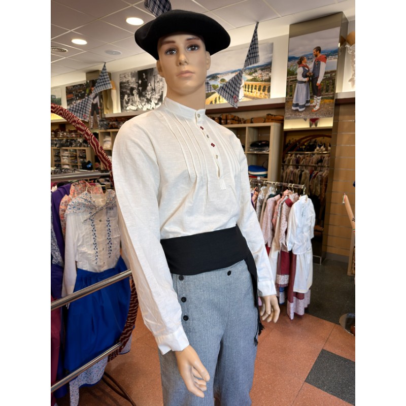 Traje vasco hombre con chaleco azul y gerriko negro