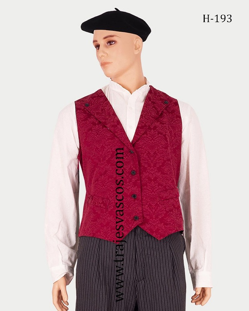 Traje vasco hombre completo con chaleco granate - traje de baserritarra regional vasco tradicional