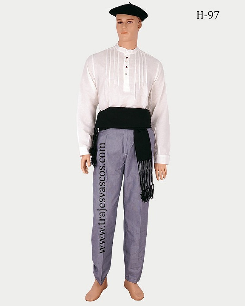 Traje vasco hombre negro con gerriko verde - traje de baserritarra completo tradicional regional vasco