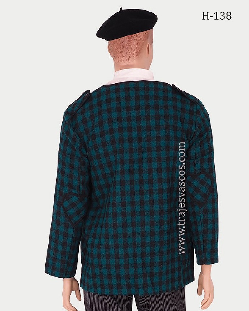 Traje vasco hombre con kaiku verde y pantalón de rayas - traje de baserritarra regional vasco completo