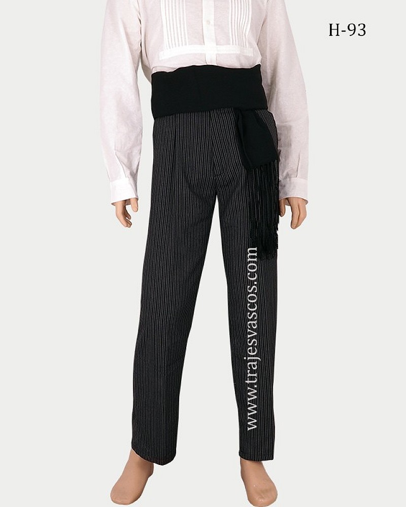 Traje vasco hombre con kaiku verde y pantalón de rayas - traje de baserritarra regional vasco completo