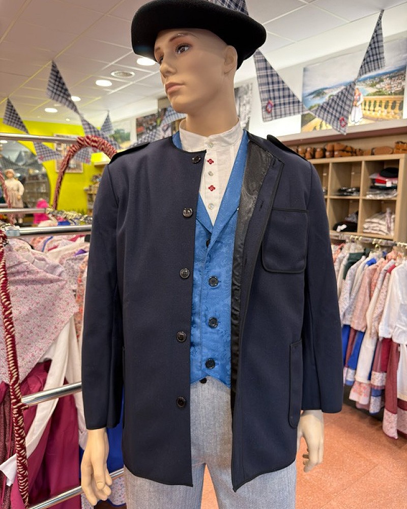 Traje vasco hombre con kaiku azul marino forrado - traje de baserritarra tradicional regional vasco
