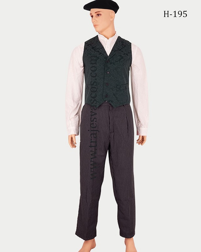 Traje vasco hombre elegante con chaleco verde - traje de baserritarra regional vasco típico completo