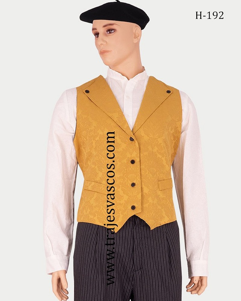 Traje vasco hombre con chaleco amarillo y pañuelo - traje de baserritarra típico regional vasco