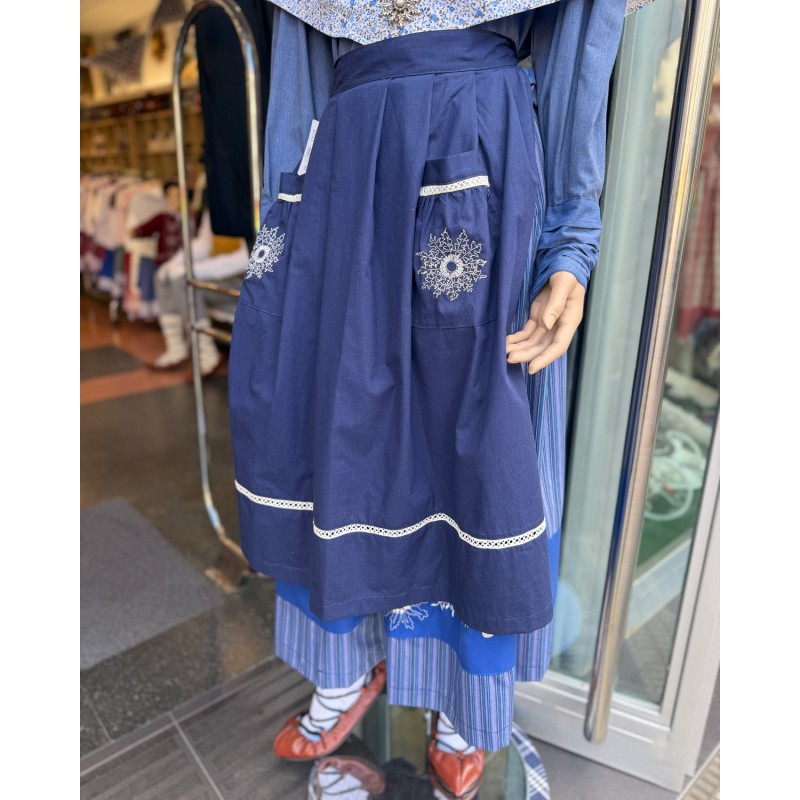 Delantal vasco azul marino con eguzkilore bordado ropa tradicional mujer