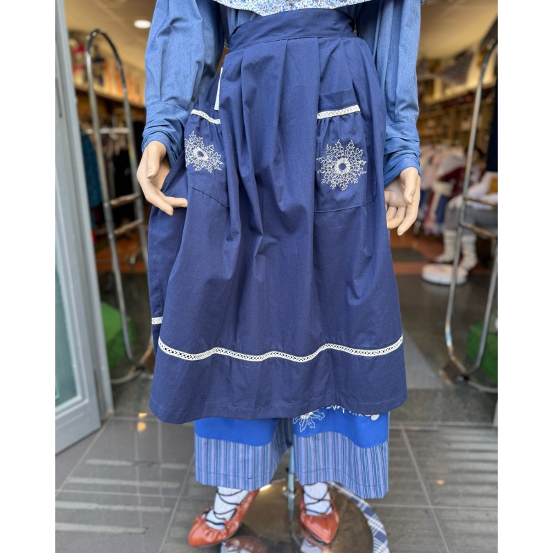 Delantal vasco azul marino con eguzkilore bordado ropa tradicional mujer