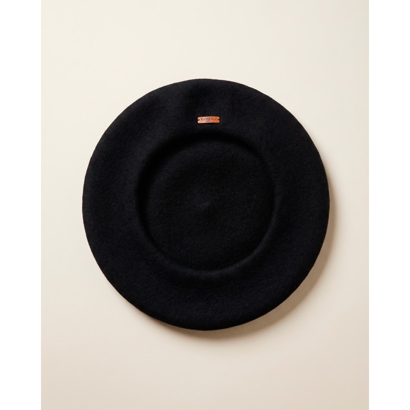 Boina negra mujer Elosegui lana tradicional vasca