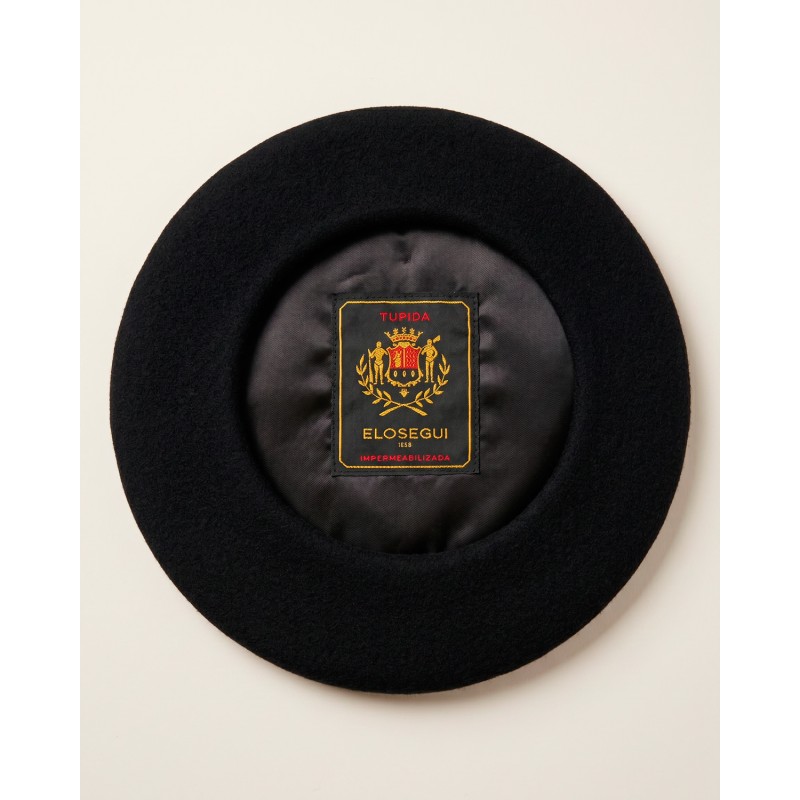 Boina negra Elosegui tupida impermeabilizada de lana