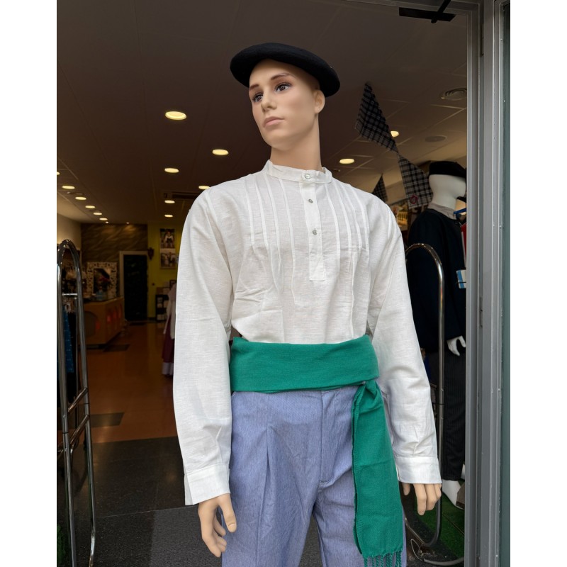 Camisa vasca de lino cruda para hombre tradicional Euskal Jantziak