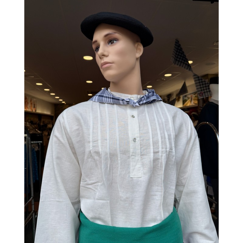 Camisa vasca de lino cruda para hombre tradicional Euskal Jantziak