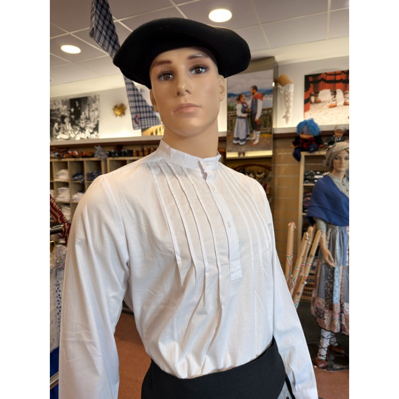 Traje vasco completo hombre con chaleco azul adamascado pantalón de rayas y pañuelo tradicional