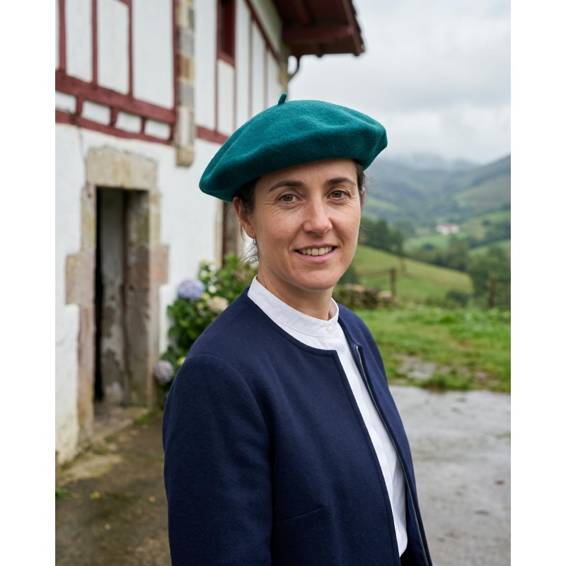 Boina verde mujer Elosegui lana estilo tradicional