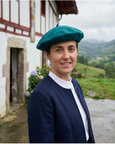 Boina verde mujer Elosegui lana estilo tradicional