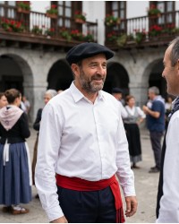 Camisa blanca de cuello de hombre básica para traje vasco - camisa vasca de baserritarra y arrantzale