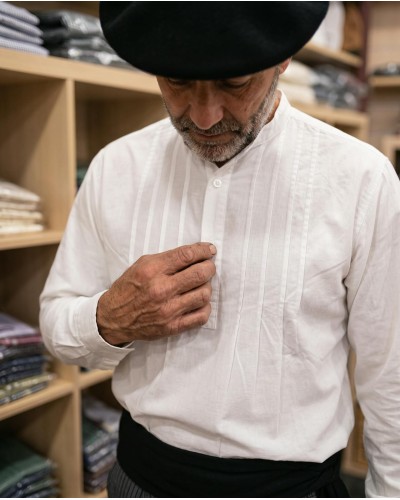 Camisa de aldeano blanca con lorzas para hombre