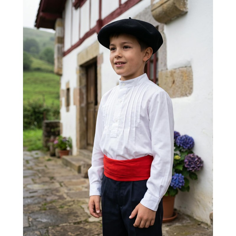 Camisa o blusón blanco vasco para niño O233.