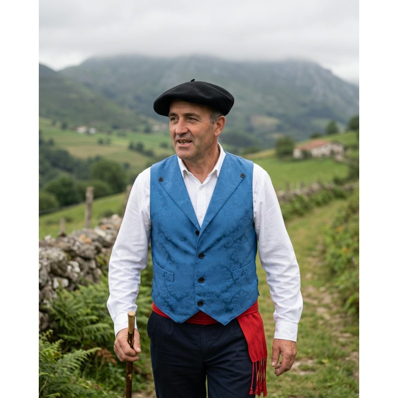 Chaleco vasco azul adamascado hombre | Traje tradicional