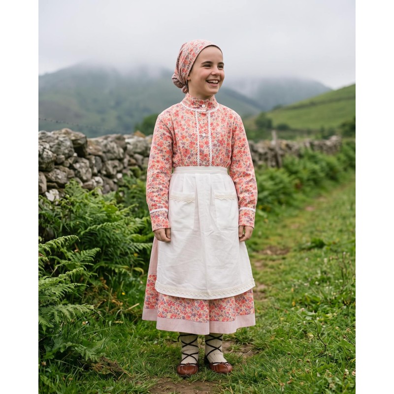 Conjunto traje vasco niña coral A47 - Traje de Neska de Niña