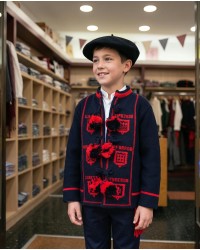 Chaqueta vasca de niño mendigozale azul marino - mendigoizale infantil tradicional de baserritarra O143