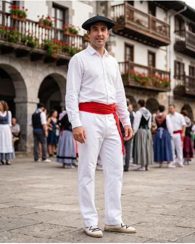 Pantalón Blanco Dantzari Tradicional Vasco para Bailes y Romerías