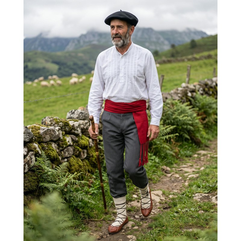 Traje Vasco Hombre con Camisa de Lorzas Tradicional