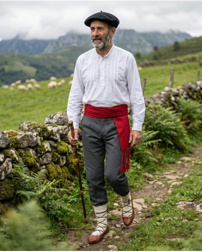 Traje Vasco Hombre con Camisa de Lorzas Tradicional